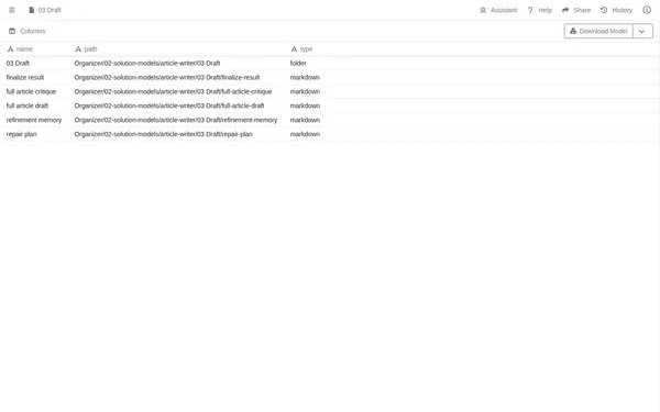 Article Writer draft review folder